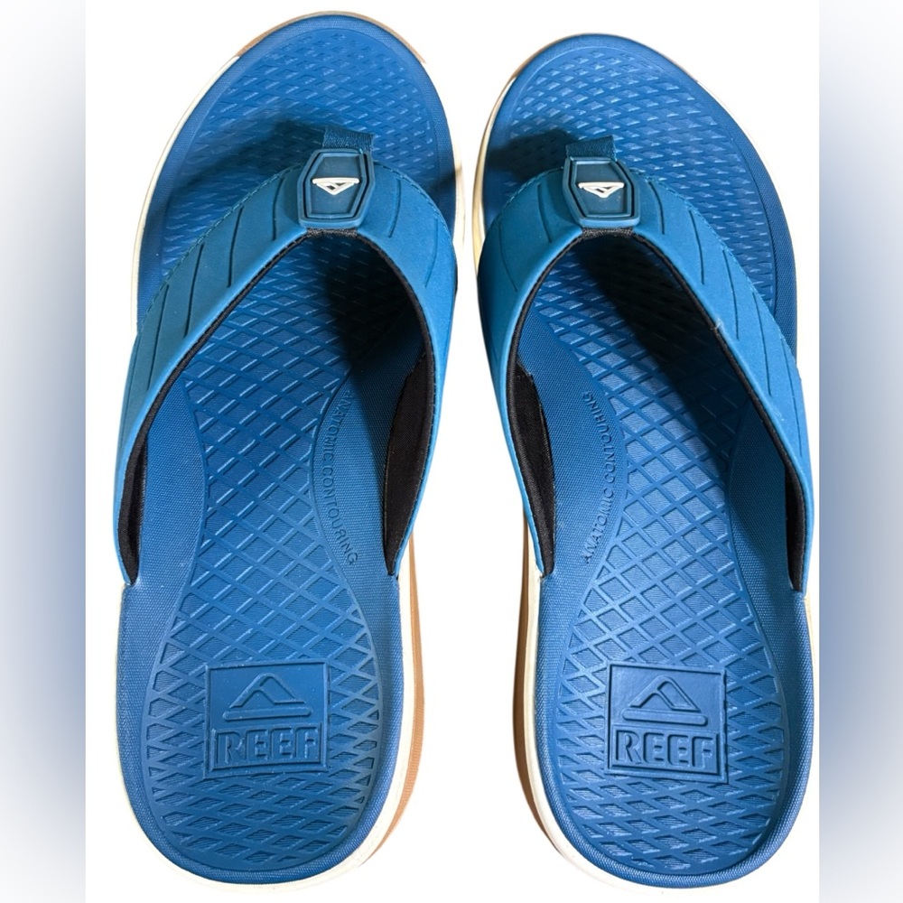 REEF-NWOT men’s 9 The Deckhand Flip Flops. Blue. Rubber sole. New w/o tags! - Picture 2 of 7